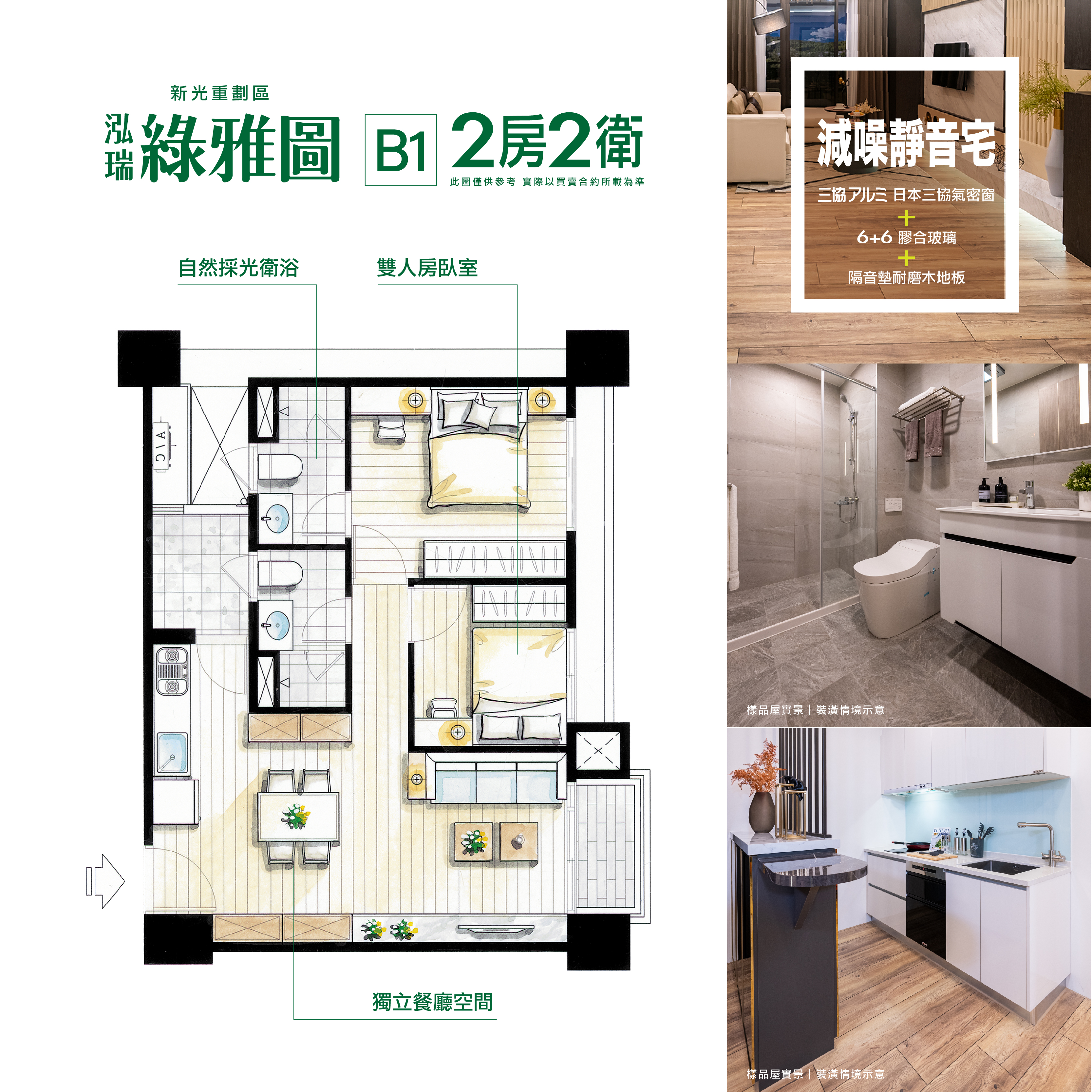 【泓瑞綠雅圖】買2房2衛將來不換屋也可以！－好宅Go｜購好宅